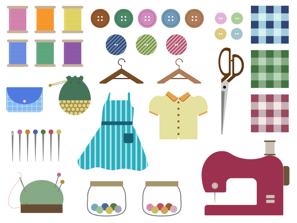 手芸　ミシン　はさみ　ピンキングはさみ　枕カバー